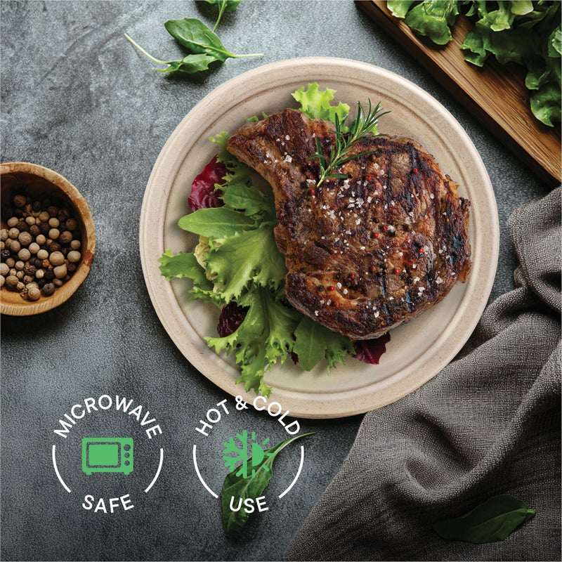 Stack Man Paper Plates, 100% Compostable Heavy Duty Disposable 10 Inch Plate - [125-Pack] Eco-Friendly, Biodegradable Bagasse - (PFAS-Free) - (BPI Certified) - Image 3